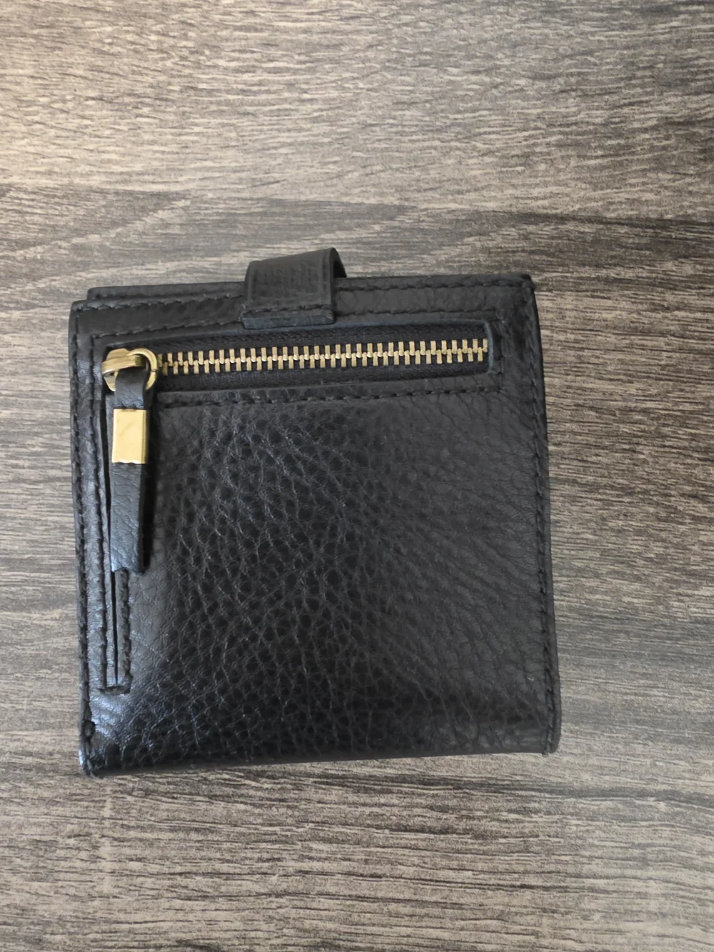 Madewell Black Leather Snap-Tab Wallet with Brass Stud - Picture 2 of 5